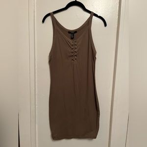 Forever 21 military green mini dress with lace up detail size medium